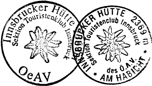 Innsbrucker Hütte stamps.  © Yorkshire Ramblers' Club