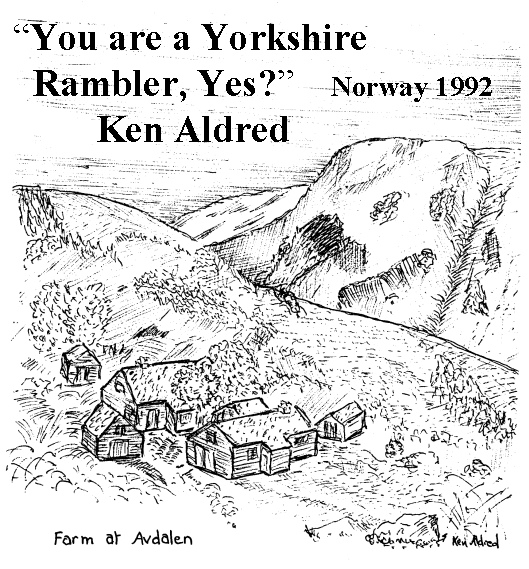 Sketch of the Farm at Ardalen by K. Aldred.  © Yorkshire Ramblers' Club