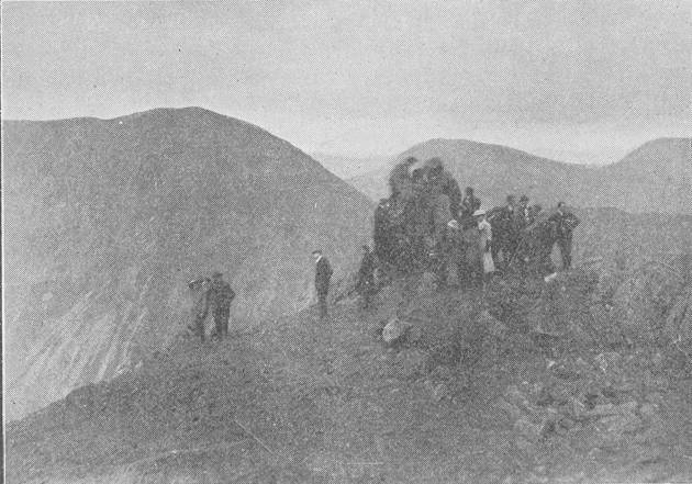 Erecting the Robinson Cairn by T. Gray. © Yorkshire Ramblers' Club