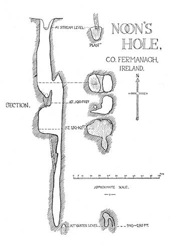 Plan of Noon's Hole.  © Yorkshire Ramblers' Club