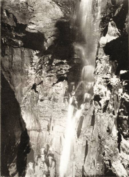 At The Bottom of Alum Pot, The Unclimbed Fall by the late A.A. Scott.  © Yorkshire Ramblers' Club
