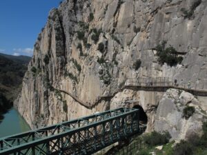 New Caminito del Rey walkway above the railway bridge