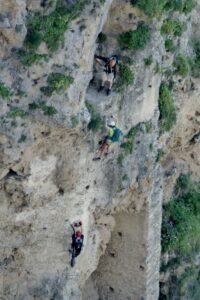 Bill, Christine and Michael climbing the Tajo de Ronda via ferrata